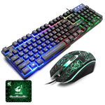 Gaming Keyboard and Mouse Set Wired Waterproof RGB Backlight Mechanical Game Keyboards with Mouse Kit Support Russian/English