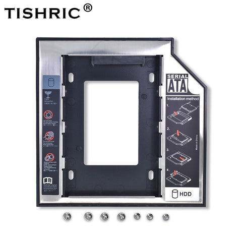 Tishric Optibay 2nd HDD Caddy 9.5mm Aluminum Universal SATA 3.0  2.5" SSD Case Hard Disk Adapter DVD HDD For Laptop ODD